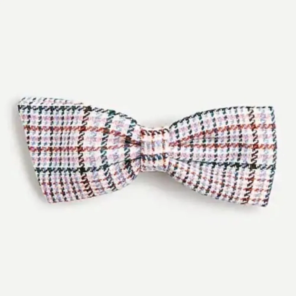 NWT J. Crew Wool Plaid Bow Hair Clip